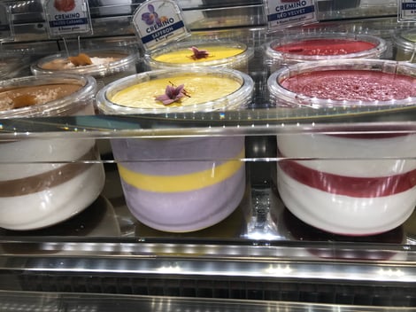 This is a picture of gelato in clear containers from the Gelato World Cup